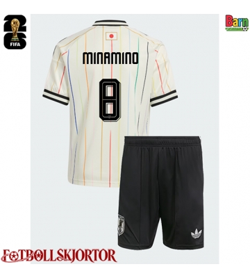 Japan Takumi Minamino #8 Borta Kläder Barn VM 2026 Kortärmad (+ Korta byxor)